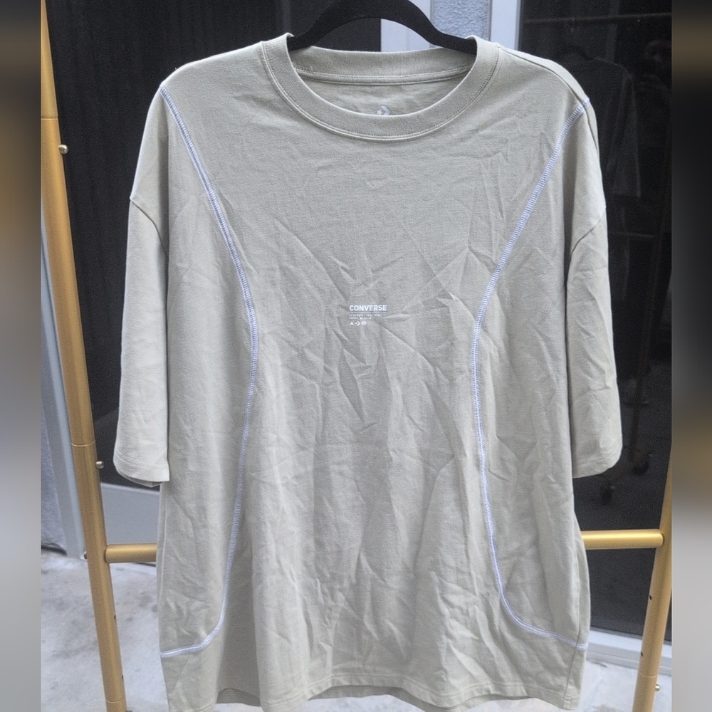 Converse Men's Crew Tee in Light Beige with Contrast Stitching Size Medium NWOT